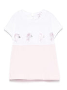 T-shirt per neonata Monnalisa bianco e rosa con strass 39E600 5002 9990 MONNALISA KIDS 