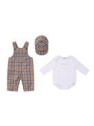 Set tre pezzi per neonato Burberry Kids beige con caratteristico motivo Vintage Check 8117965 B9368 BURBERRY KIDS 