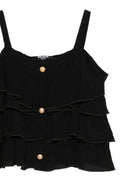 Top per bambina Balmain Kids nero con design a balze BY5A52 K0282 930OR BALMAIN KIDS 