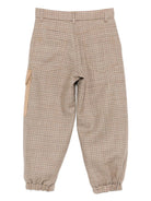 Pantaloni per bambino Fendi Kids beige con motivo a quadri JMF556 AYMB F0QU5 FENDI KIDS 