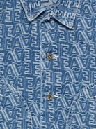 Giacca per bambino Emporio Armani Kids blu con logo all-over EB001254 AF24090 FB056 EMPORIO ARMANI KIDS 