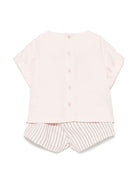 Set top e shorts a righe per neonata Il Gufo rosa con vita elasticizzata P25DP550R0004 304 IL GUFO 