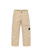 Pantaloni per bambino C.P. Company Kids beige con applicazione con logo CUP015LZC01 20129 C.P.COMPANY KIDS 