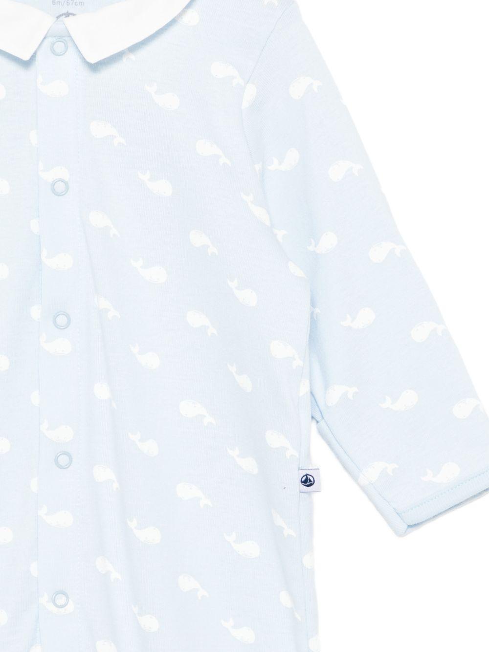 Tutina per neonato Petit Bateau azzurra con stampa balene A0F2H 01 PETIT BATEAU KIDS 