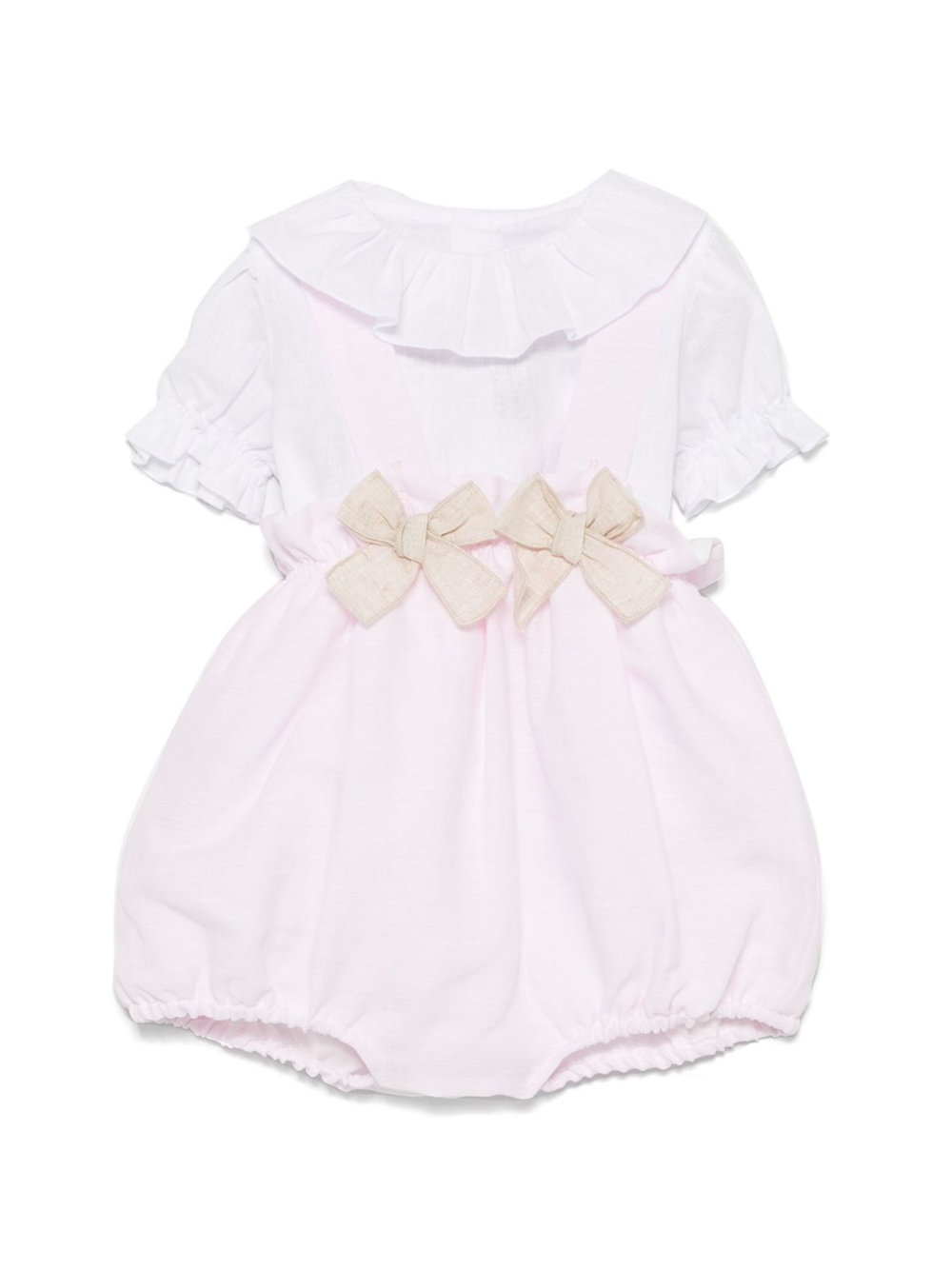 Set top e shorts per neonata La Stupenderia bianco con cinturini con bottone TBCT58 D33 LA STUPENDERIA 
