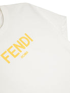 T-shirt per bambini Fendi Kids bianca con logo sul davanti JUI137 7AJ F0TU9 FENDI KIDS 