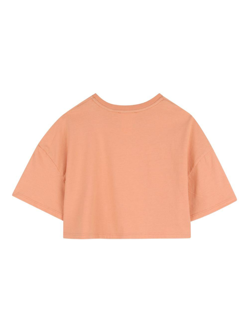 T-shirt per bambina Chloé Kids arancione con logo sul davanti C20859 43A CHLOE' KIDS 