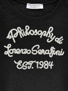 Top per bambina Philosophy di Lorenzo Serafini Kids nera con logo ricamato sul davanti I1G614 7212 0050 PHILOSOPHY KIDS 