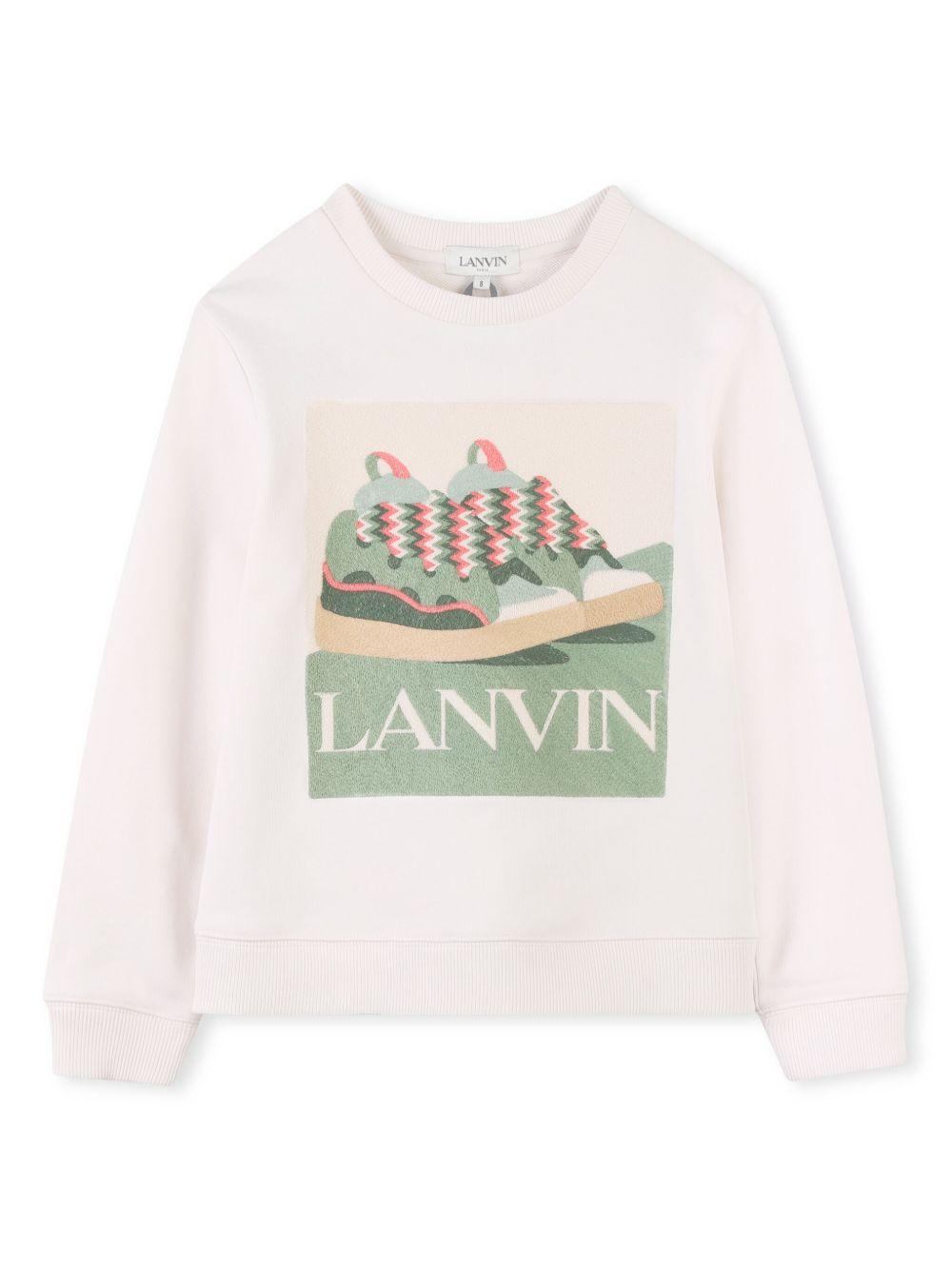 Felpa per bambino Lanvin Enfant bianco con stampa Curb N30226 155 LANVIN 