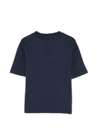 T-shirt per bambino Boss Kids blu con logo sul davanti J52990 849 BOSS KIDS 