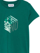 T-shirt per bambini Moschino Kids verde con stampa grafica del logo HMM05VLAA57 30327 MOSCHINO KIDS 