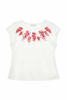 T-shirt per bambina Monnalisa bianca con stampa a fiori 71G604 7231 0001 MONNALISA KIDS 