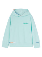 Felpa con cappuccio per bambino Palm Angels Kids azzurro con logo sul petto PBBB012S25FLE001 4055 PALM ANGELS KIDS 