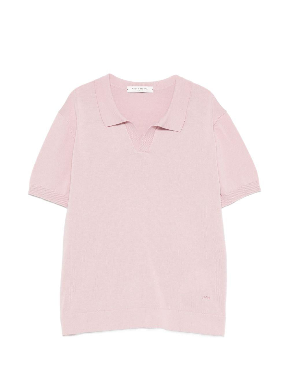 Polo per bambino Paolo Pecora Kids rosa con scollo a V PP4277 PEONIA PAOLO PECORA KIDS 