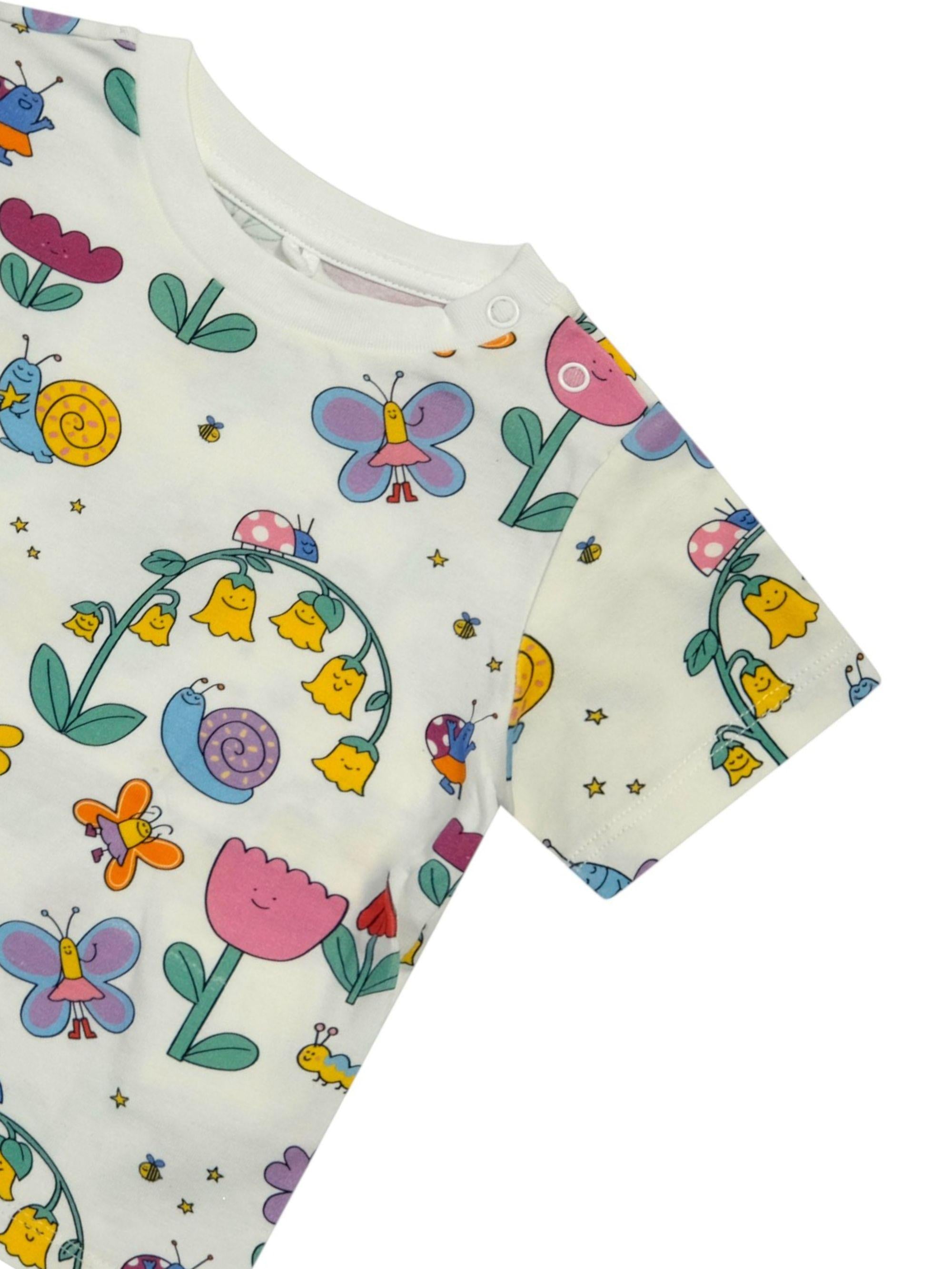 T-shirt per neonata Stella McCartney Kids bianca con stampa floreale TY8001 Z3574 101MC STELLA McCARTNEY KIDS 