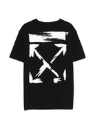 T-shirt per bambino Off-White Kids nera con stampa grafica sul retro 44BAA002S26J006 001 OFF WHITE KIDS 