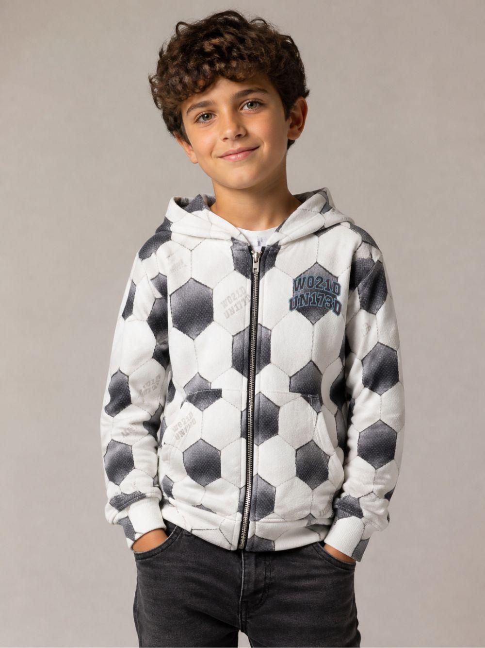 Felpa per bambino Molo kids bianca e nera con stampa grafica pallone 1W26J303 6253 MOLO KIDS 