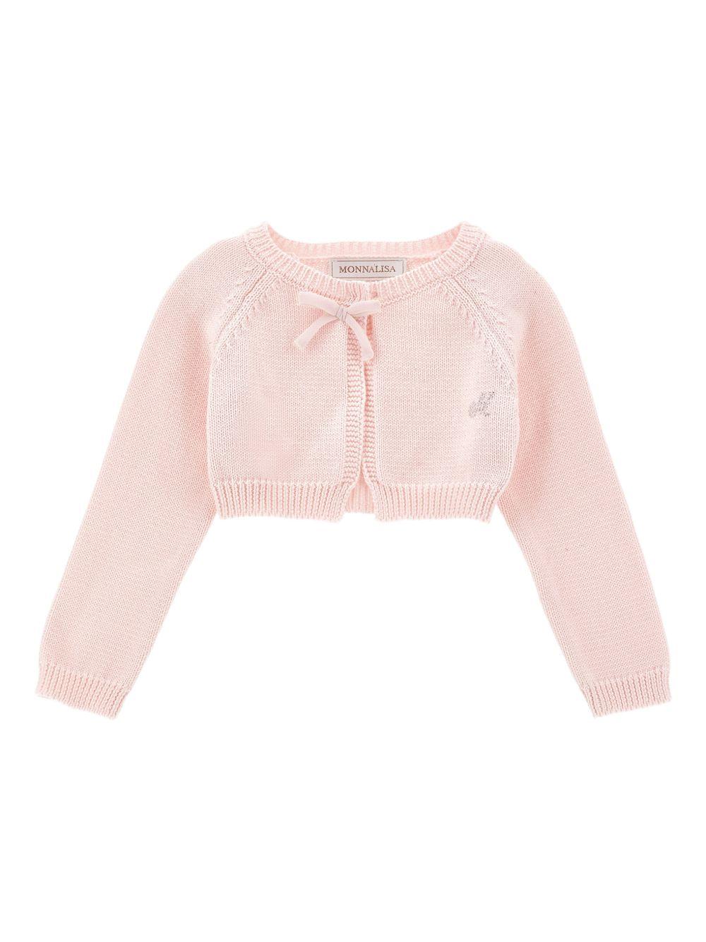 Cardigan per neonata Monnalisa rosa con decorazione fiocco 73G800 7036 0091 MONNALISA KIDS 
