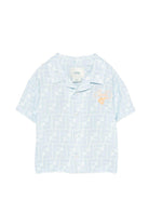 Camicia per neonato Fendi Kids azzurro con monogramma FF BMC091 AY8C F0EX7 FENDI KIDS 