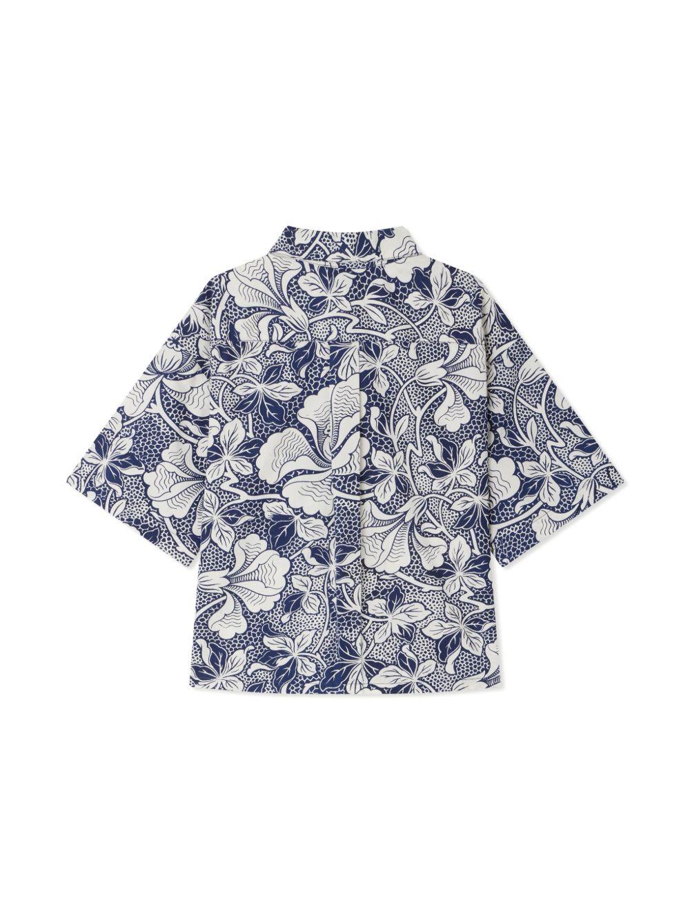 Camicia in popeline per bambino Bonpoint blu con stampa fiori S05BSHW00029 515 BONPOINT KIDS 