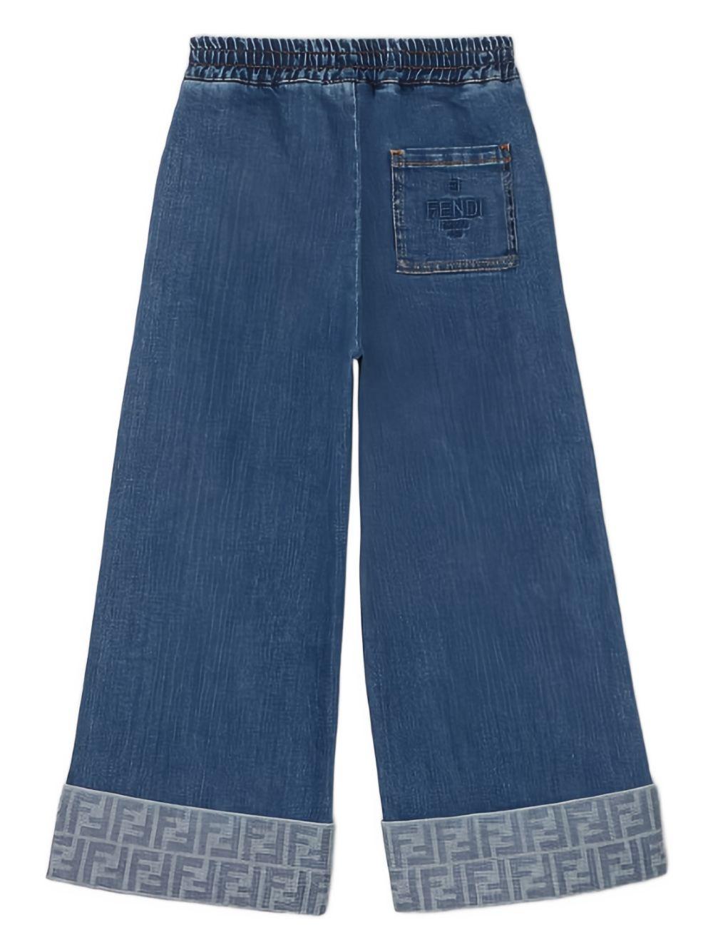 Jeans per bambina Fendi Kids blu a gamba ampia JFF385 AVVU F0QG0 FENDI KIDS 