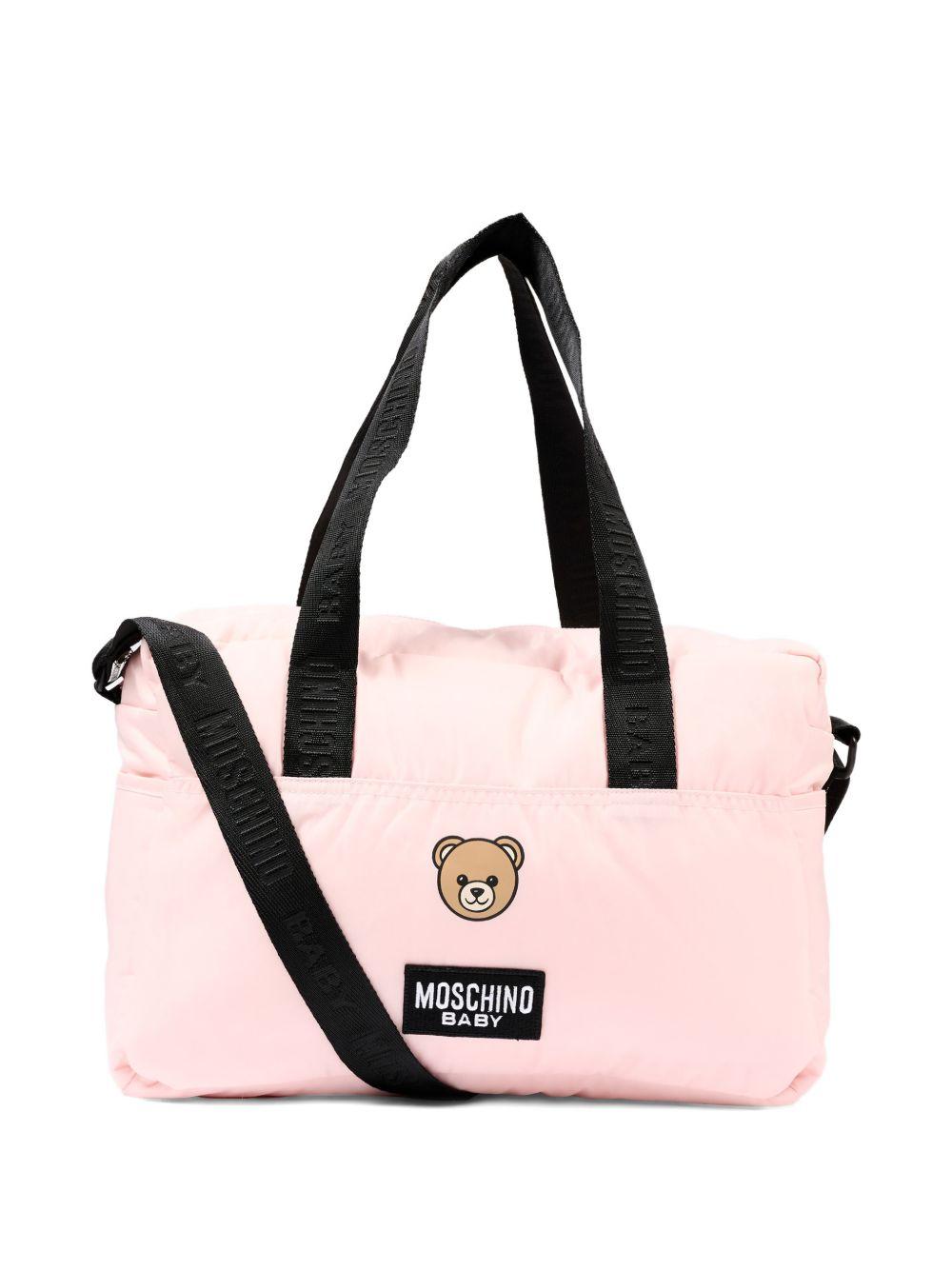 Borsa fasciatoio per neonata Moschino Kids rosa con stampa Teddy Bear MUX05WL3A89 50209 MOSCHINO KIDS 
