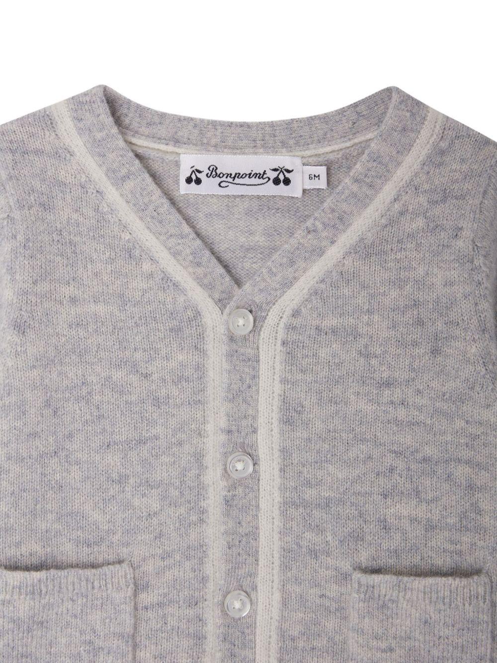 Cardigan per neonato Bonpoint grigio con applicazione W05YCAK00001 014A BONPOINT 