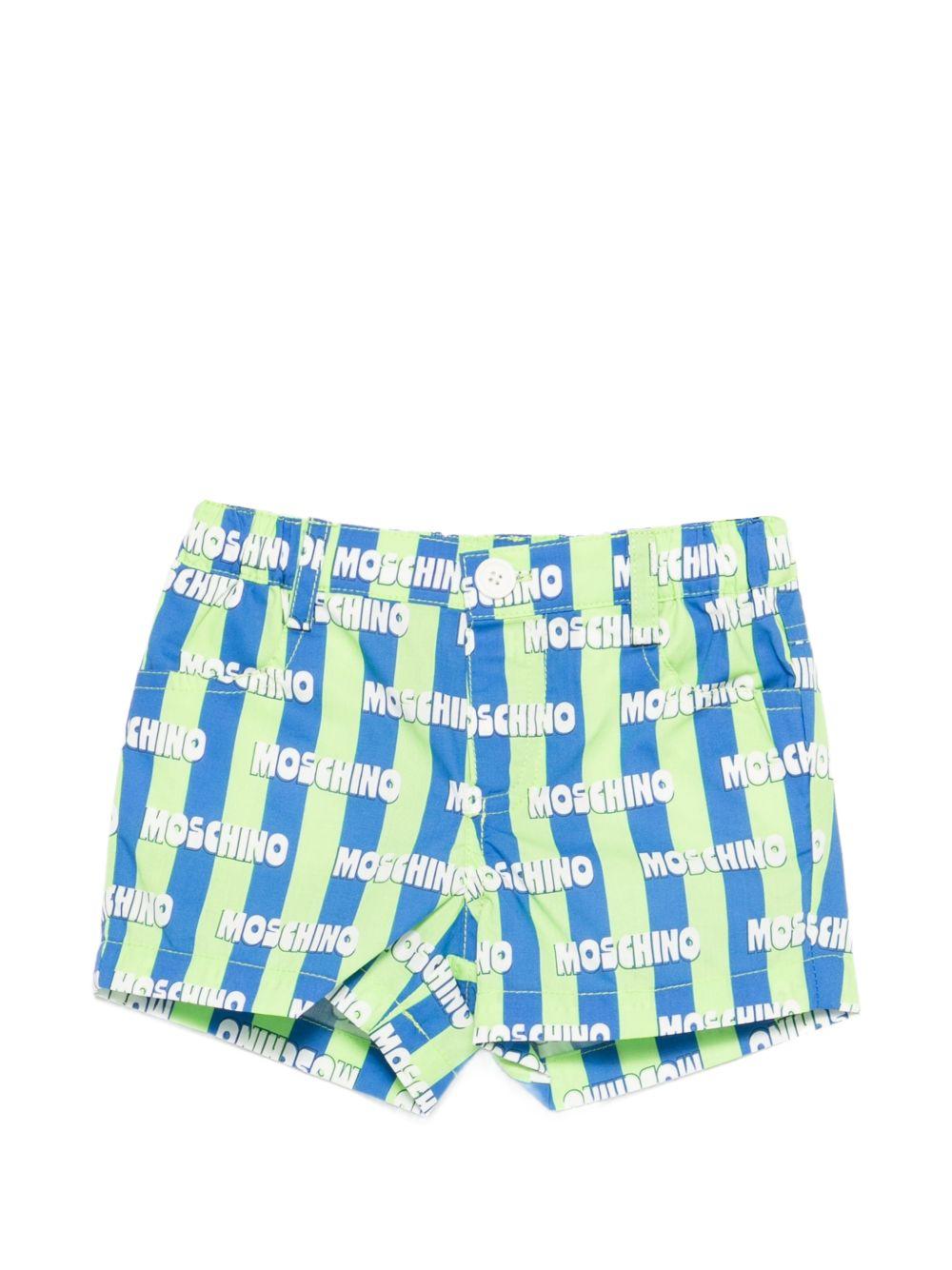 Shorts per neonato Moschino Kids verde con motivo a righe MUQ01SLLB59 83676 MOSCHINO KIDS 