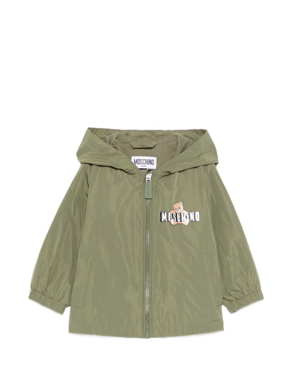 Giacca antipioggia per neonati Moschino Kids verde con stampa Teddy Bear MUS033L3A39 30037 MOSCHINO KIDS 