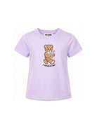 T-shirt da bambina Moschino Kids viola con stampa orsacchiotto HGM06KLAA02 51683 MOSCHINO KIDS 