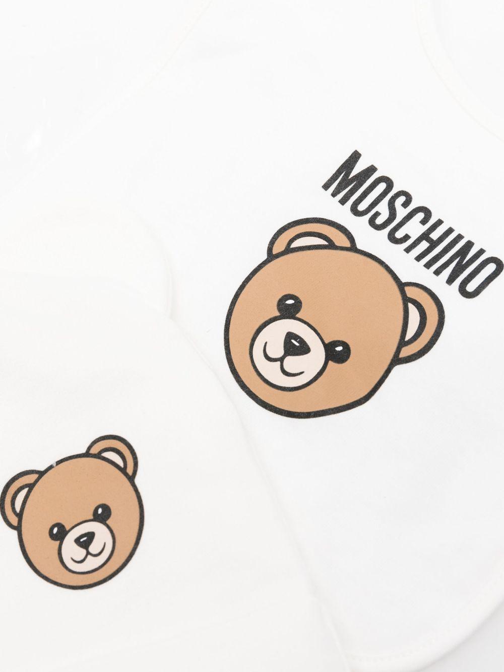 Set berretto e bavaglino per neonati Moschino Kids bianco con stampa orsetto MUY08KLCA40 10063 MOSCHINO KIDS 