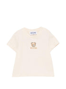 T-shirt per neonati Moschino Kids beige con dettagli ricamati MYM047LAA23 20404 MOSCHINO KIDS 