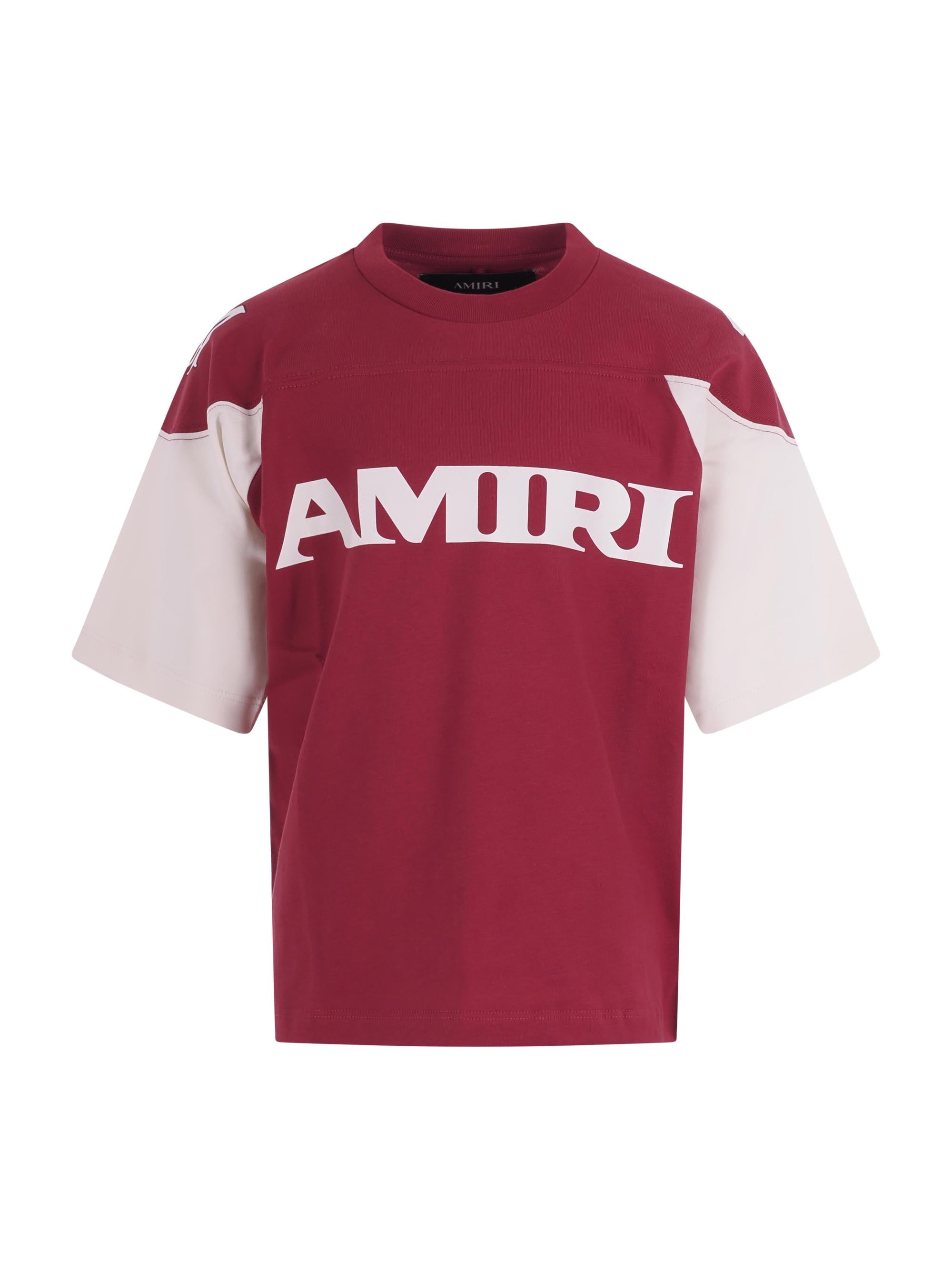 T-shirt per bambino Amiri Kids rossa con logo sul davanti ACTOJR1002 633 AMIRI KIDS 