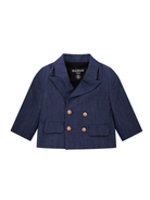 Blazer doppiopetto per neonato Balmain Kids blu con revers classici BY2514 P0588 625OR BALMAIN KIDS 