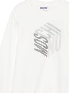 Felpa per bambino Moschino Kids bianca con stampa grafica HUF0A2LCA92 10063 MOSCHINO KIDS 