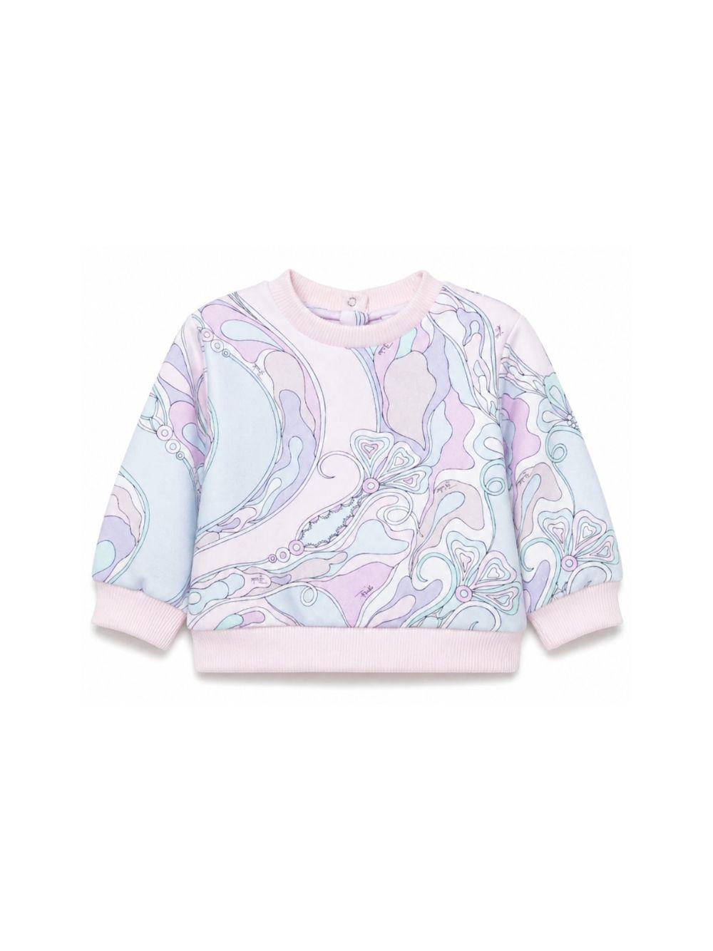 Felpa per neonata Emilio Pucci Junior multicolore con stampa iride all-over PZ4010 Z3343 51SCE EMILIO PUCCI KIDS 