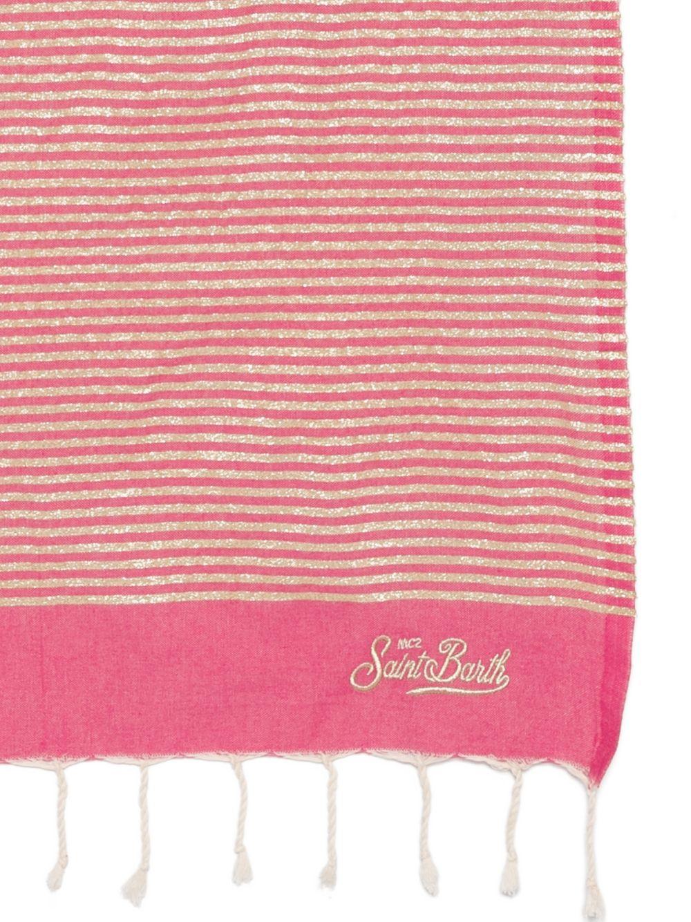 Telo mare MC2 Saint Barth bianco e fucsia con motivo a righe FOUT016 09140L MC2 ST. BARTH KIDS 