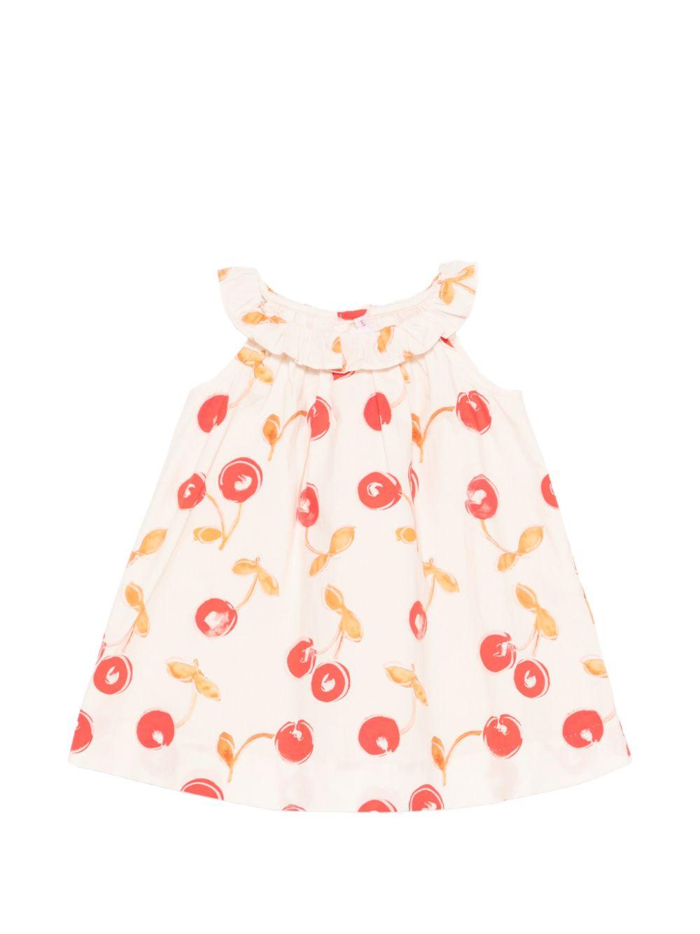 Abito per neonata Bonpoint rosa con stampa ciliegie all-over S06XDRW00019 603A BONPOINT KIDS 