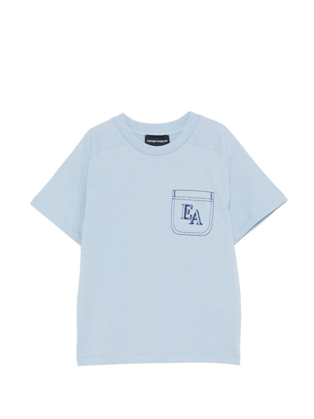 T-shirt per bambino Emporio Armani Kids azzrra con taschino sul petto EB000940 AF21820 U9360 EMPORIO ARMANI KIDS 