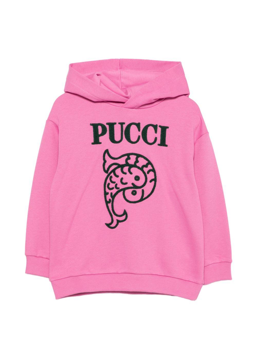 Felpa per bambina Emilio Pucci Kids fucsia con dettaglio logo PZ4A90 Z3183 543VE EMILIO PUCCI KIDS 