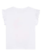 T-shirt per bambina Billieblush bianca con stampa grafica Flamingo U21932 10P BILLIEBLUSH KIDS 