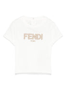 T-shirt con logo per neonata Fendi Kids bianco con orlo dritto BMI255 7AJ F1P2N FENDI KIDS 