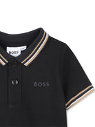 Polo per neonato Boss Kids nera con colletto a righe J52454 09B BOSS KIDS 