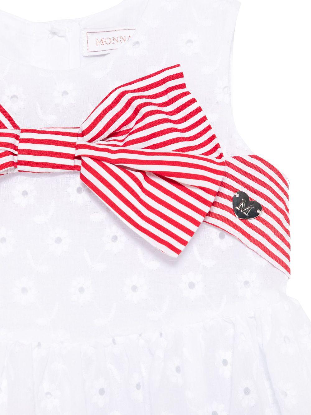 Abito con ricamo a fiori per neonata Monnalisa bianco con scollo rotondo 31E909 5941 9944 MONNALISA 