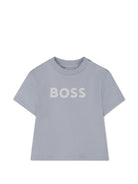 Set t-shirt con shorts per neonato Boss Kids azzurro con motivo a righe J53048 771 BOSS KIDS 