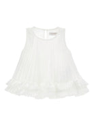 T-shirt per bambina Monnalisa bianco con design plissettato 71G305 7364 0001 MONNALISA KIDS 