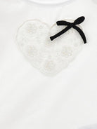 T-shirt per bambina Monnalisa bianca con ruches e applicazione a cuore 11G616 7201 0099 MONNALISA KIDS 