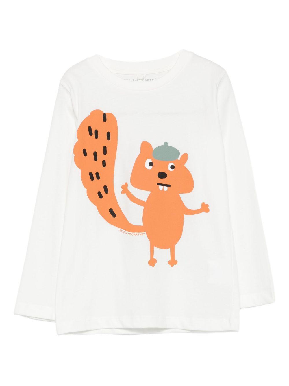T-shirt per bambino Stella McCartney Kids bianco con stampa scoiattolo TX8R20 Z0434 101 STELLA McCARTNEY KIDS 
