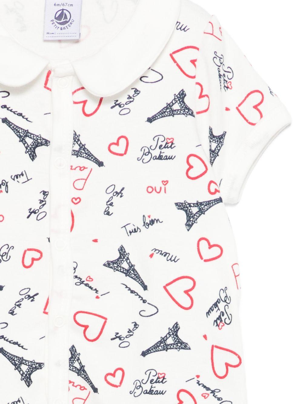 Tutina per neonati Petit Bateau bianca con stampa torre eiffel A0FES 01 PETIT BATEAU KIDS 