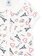 Tutina per neonati Petit Bateau bianca con stampa torre eiffel A0FES 01 PETIT BATEAU KIDS 